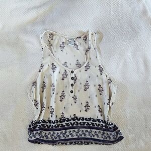 Xhilaration White and Navy Floral Tank Top